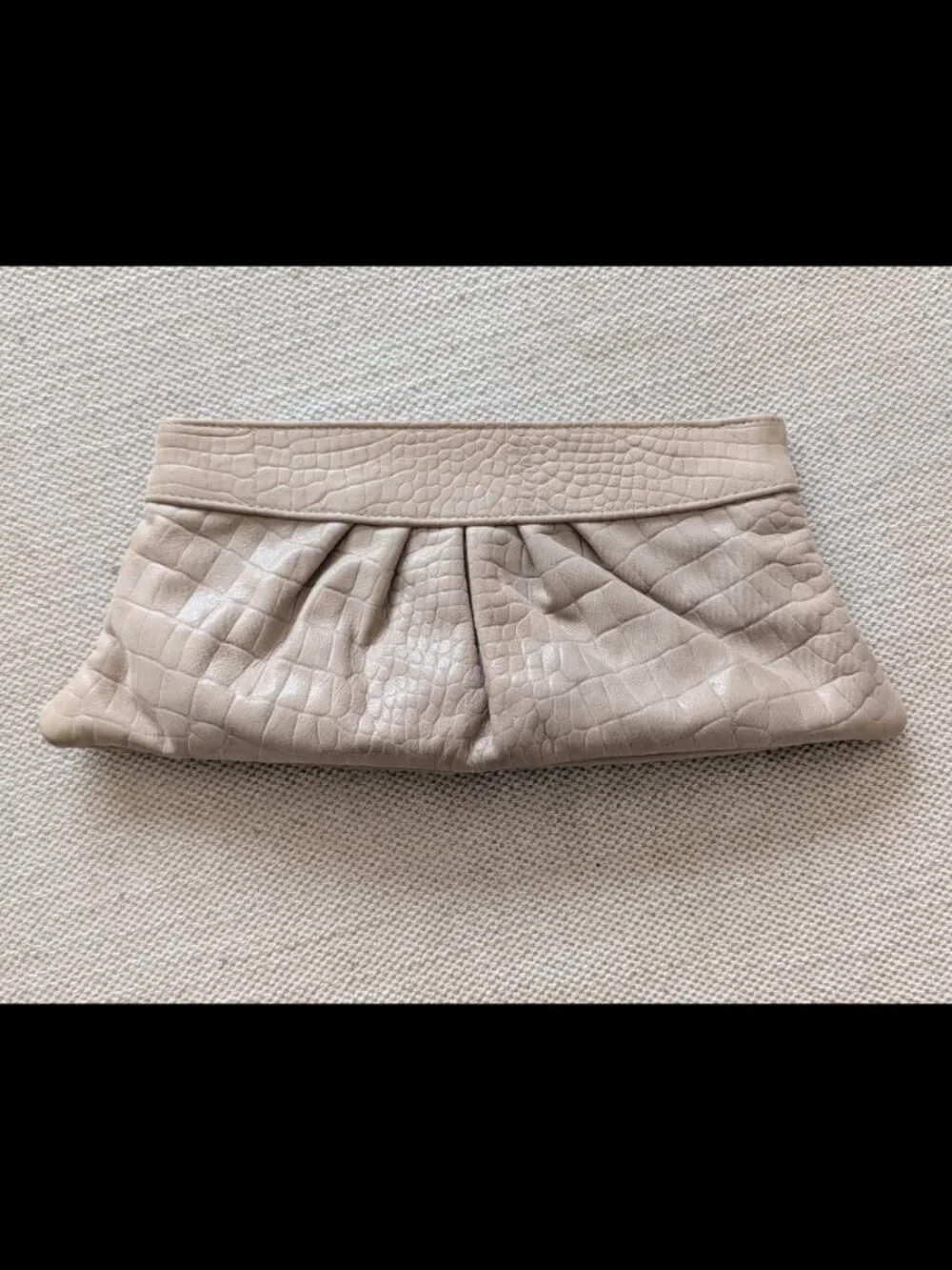 Lauren Merkin Beige Crocodile Clutch